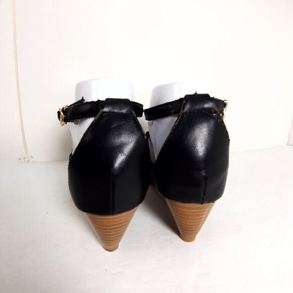 TORY BURCH Women's Black Tumbled leather Wedge slingback Sandals US6,5 EU 37 - Picture 9 of 12